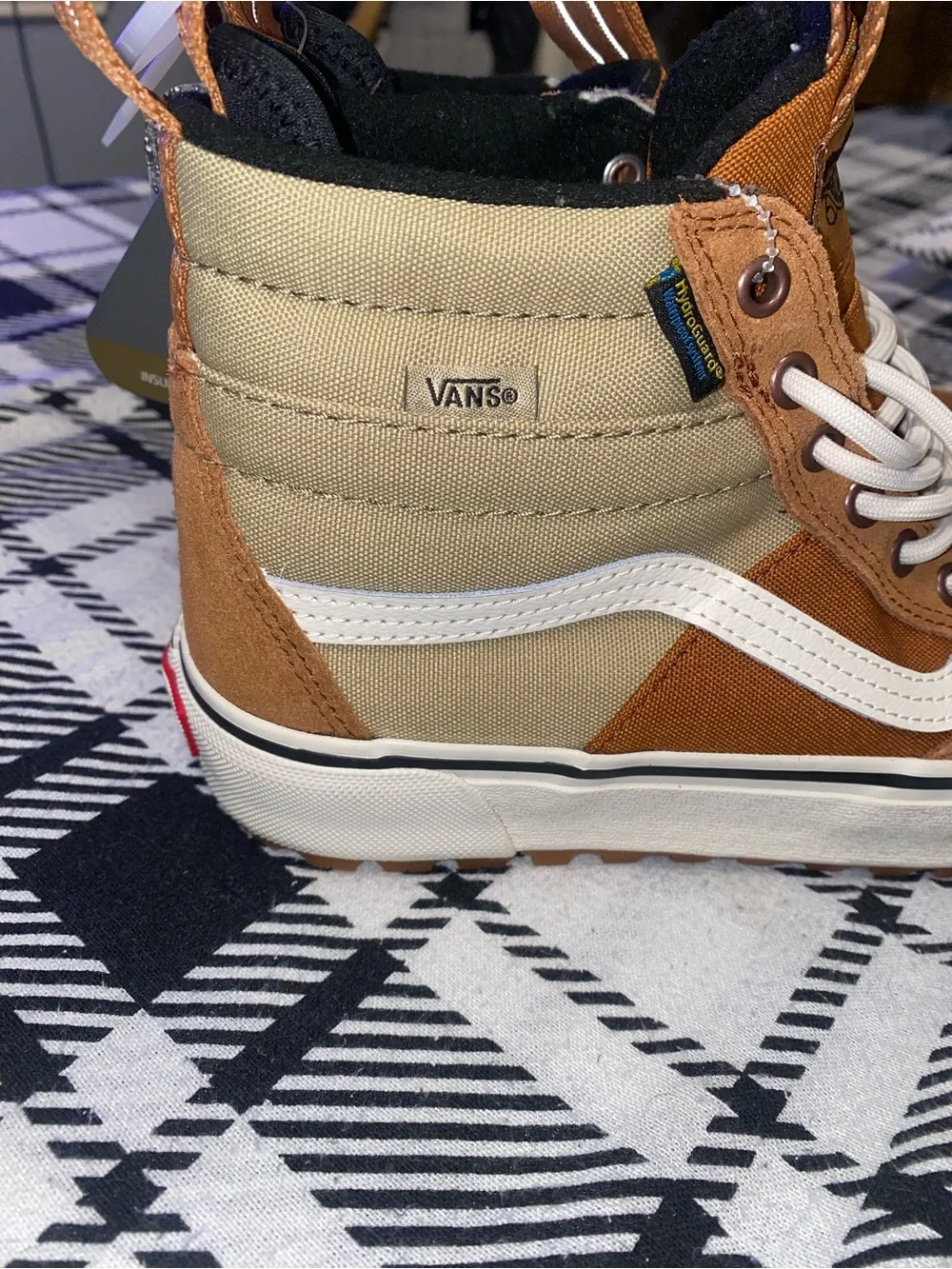Vans Men’s Sk8-Hi High-Top Sneakers in Rust Brown and Beige